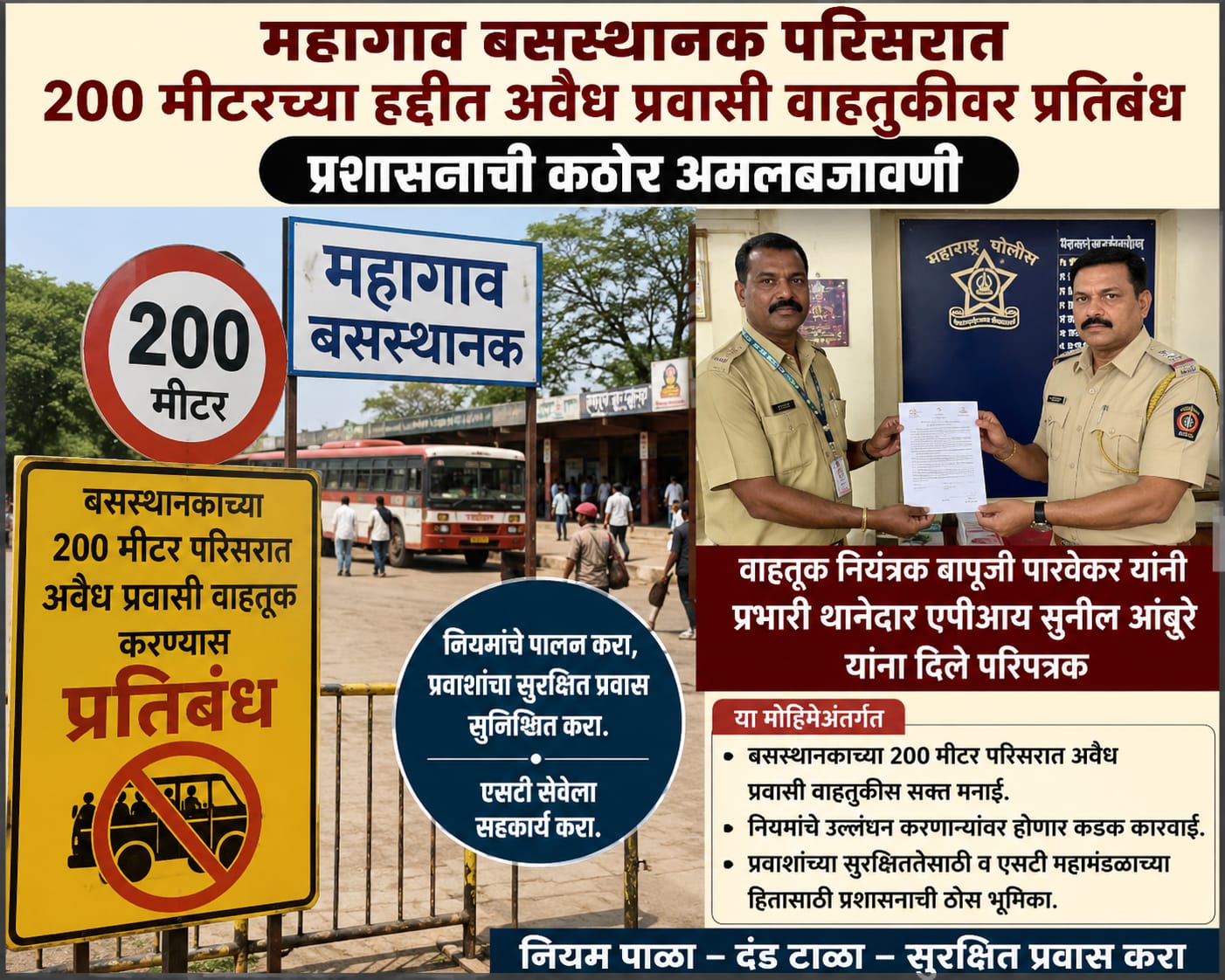 महागाव बसस्थानक परिसरात २०० मीटरच्या हद्दीत अवैध प्रवासी वाहतुकीवर प्रतिबंध; प्रशासनाची कठोर अंमलबजावणी